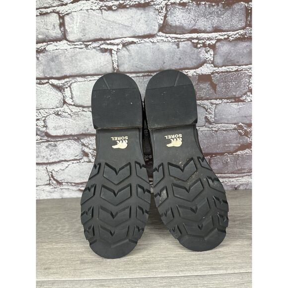 Sorel Emelie Brown Leather Ankle Boots Chelsea Wedge Booties Women 7.5M US/38.5 - Picture 11 of 16